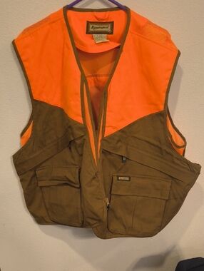 Remington High-Vis Orange Hunting Vest with Brown Trim Upland Duck Men's Large